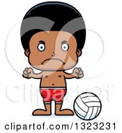Clipart Of A Cartoon Mad Black Boy Beach Volleyball Player Royalty Free Vector Illustration