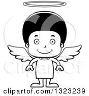 Poster, Art Print Of Cartoon Lineart Happy Black Angel Boy