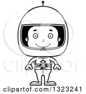 Poster, Art Print Of Cartoon Lineart Happy Black Boy Astronaut