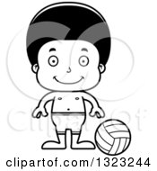 Poster, Art Print Of Cartoon Lineart Happy Black Boy Beach Volleyball Player