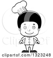 Lineart Clipart Of A Cartoon Happy Black Boy Chef Royalty Free Outline Vector Illustration
