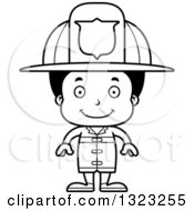 Poster, Art Print Of Cartoon Lineart Happy Black Boy Firefighter