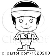 Lineart Clipart Of A Cartoon Happy Black Boy Lifeguard Royalty Free Outline Vector Illustration