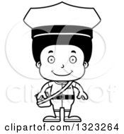 Lineart Clipart Of A Cartoon Happy Black Boy Mailman Royalty Free Outline Vector Illustration