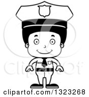 Lineart Clipart Of A Cartoon Happy Black Boy Police Officer Royalty Free Outline Vector Illustration