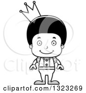 Lineart Clipart Of A Cartoon Happy Black Boy Prince Royalty Free Outline Vector Illustration