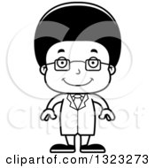 Poster, Art Print Of Cartoon Lineart Happy Black Boy Scientist