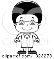 Lineart Clipart Of A Cartoon Happy Black Boy Scientist Royalty Free Outline Vector Illustration