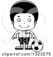 Poster, Art Print Of Cartoon Lineart Happy Black Boy Soccer Player