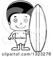 Poster, Art Print Of Cartoon Lineart Happy Black Surfer Boy