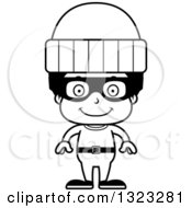 Poster, Art Print Of Cartoon Lineart Happy Black Boy Robber