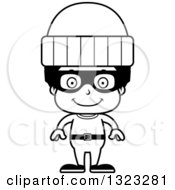 Lineart Clipart Of A Cartoon Happy Black Boy Robber Royalty Free Outline Vector Illustration