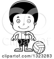 Poster, Art Print Of Cartoon Lineart Happy Black Boy Volleyball Player