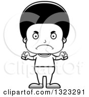 Lineart Clipart Of A Cartoon Mad Casual Black Boy Royalty Free Outline Vector Illustration