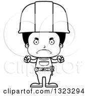 Poster, Art Print Of Cartoon Lineart Mad Black Boy Construction Worker