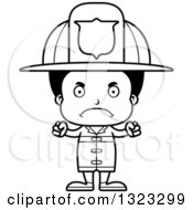Poster, Art Print Of Cartoon Lineart Mad Black Boy Firefighter