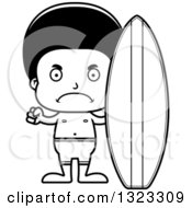 Poster, Art Print Of Cartoon Lineart Mad Black Surfer Boy