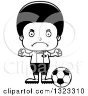 Poster, Art Print Of Cartoon Lineart Mad Black Boy Soccer Player