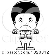 Lineart Clipart Of A Cartoon Mad Black Boy Super Hero Royalty Free Outline Vector Illustration