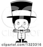 Lineart Clipart Of A Cartoon Mad Black Boy Circus Ringmaster Royalty Free Outline Vector Illustration