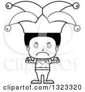 Lineart Clipart Of A Cartoon Mad Black Boy Jester Royalty Free Outline Vector Illustration
