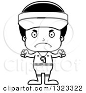 Lineart Clipart Of A Cartoon Mad Black Boy Lifeguard Royalty Free Outline Vector Illustration