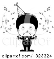 Lineart Clipart Of A Cartoon Mad Black Party Boy Royalty Free Outline Vector Illustration