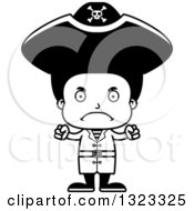 Lineart Clipart Of A Cartoon Mad Black Boy Pirate Royalty Free Outline Vector Illustration