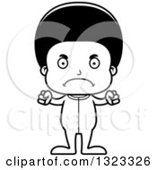 Lineart Clipart Of A Cartoon Mad Black Boy Wearing Pajamas Royalty Free Outline Vector Illustration