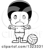 Poster, Art Print Of Cartoon Lineart Mad Black Boy Beach Volleyball Player