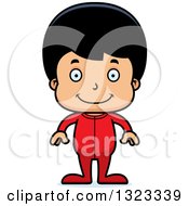 Cartoon Happy Hispanic Boy In Pajamas
