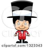 Clipart Of A Cartoon Happy Hispanic Boy Circus Ringmaster Royalty Free Vector Illustration
