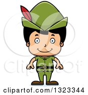 Clipart Of A Cartoon Happy Hispanic Boy Robin Hood Royalty Free Vector Illustration