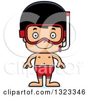 Poster, Art Print Of Cartoon Happy Hispanic Boy In Snorkel Gear