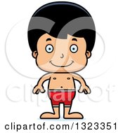 Clipart Of A Cartoon Happy Hispanic Boy Swimmer Royalty Free Vector Illustration