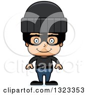 Clipart Of A Cartoon Happy Hispanic Robber Boy Royalty Free Vector Illustration