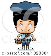 Clipart Of A Cartoon Happy Hispanic Boy Mailman Royalty Free Vector Illustration