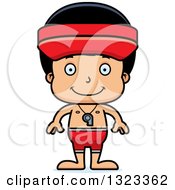 Cartoon Happy Hispanic Boy Lifeguard