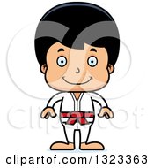 Clipart Of A Cartoon Happy Hispanic Karate Boy Royalty Free Vector Illustration