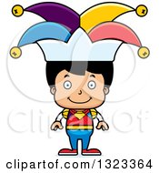 Clipart Of A Cartoon Happy Hispanic Boy Jester Royalty Free Vector Illustration