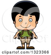 Clipart Of A Cartoon Happy Hispanic Boy Hiker Royalty Free Vector Illustration