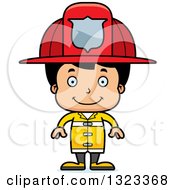 Poster, Art Print Of Cartoon Happy Hispanic Boy Firefighter
