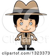 Clipart Of A Cartoon Happy Hispanic Boy Detective Royalty Free Vector Illustration
