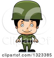 Clipart Of A Cartoon Happy Hispanic Boy Soldier Royalty Free Vector Illustration