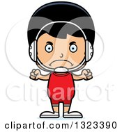 Clipart Of A Cartoon Mad Hispanic Boy Wrestler Royalty Free Vector Illustration