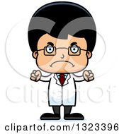 Clipart Of A Cartoon Mad Hispanic Boy Scientist Royalty Free Vector Illustration