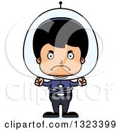Clipart Of A Cartoon Mad Hispanic Futuristic Space Boy Royalty Free Vector Illustration