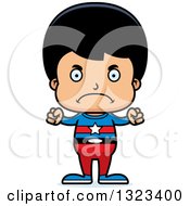Clipart Of A Cartoon Mad Hispanic Super Boy Royalty Free Vector Illustration