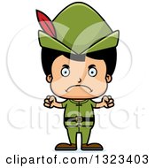 Clipart Of A Cartoon Mad Hispanic Boy Robin Hood Royalty Free Vector Illustration