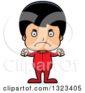 Clipart Of A Cartoon Mad Hispanic Boy In Pajamas Royalty Free Vector Illustration